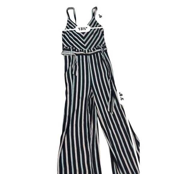 Harper Womens Sleeveless Stripe Jumpsuit with Belt Size M Avant garde Y2K Boho - Picture 12 of 12